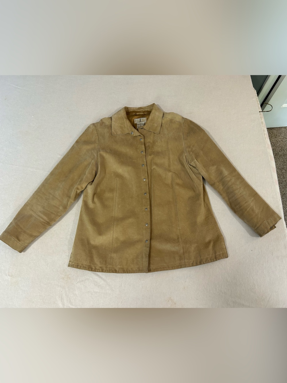 Classic Women's Tan Suede Snap-Front Jacket 100% Leather
